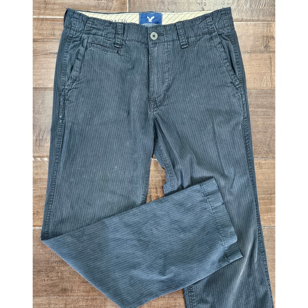 Y2K American Eagle‎ Urban Modern Minimalist 34x36 Bootcut Pinstripe Gray Chinos